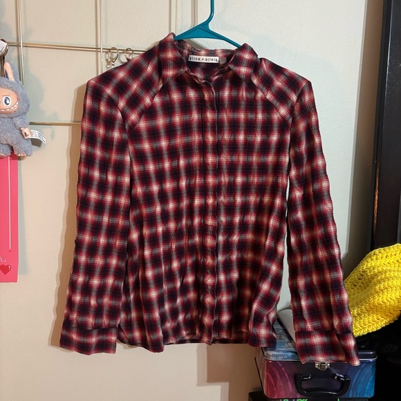 Alice + Olivia Glenna Plaid Roll Cuff Shirt Size XS - Picture 2 of 6